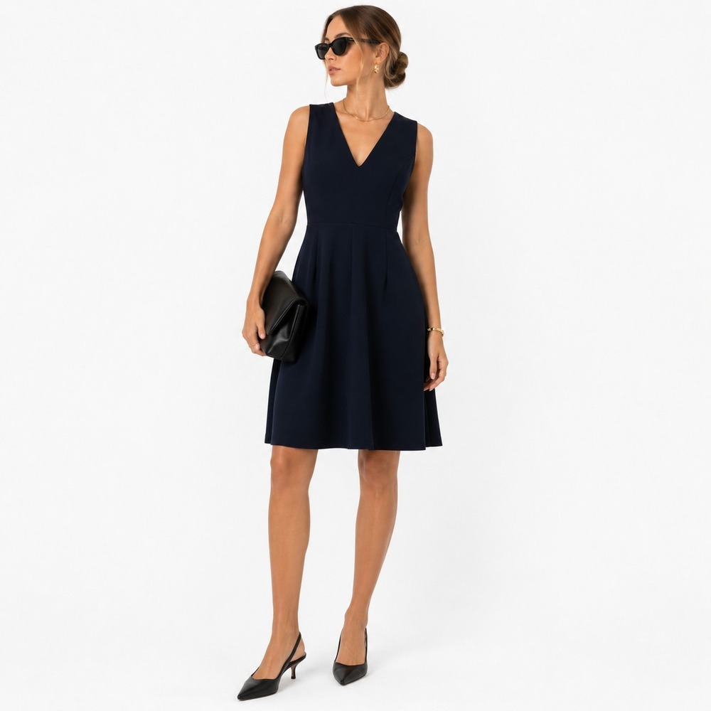 Vince Sleeveless Fit & Flare Mini Dress Womens 10 Coastal Blue V-Neck‎ NWT $365